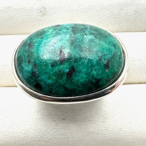 Huge Silpada Sterling Silver Blue Green Gemstone Ring Size 9 Weight 22 Grams - Picture 2 of 6